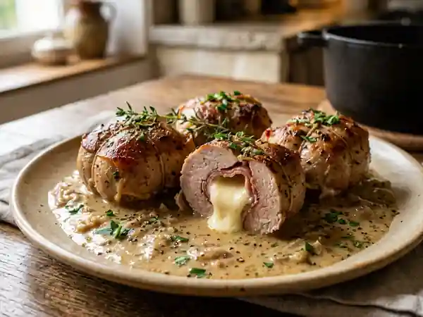 Paupiettes de porc au cœur de mozzarella coulant - Photo de présentation