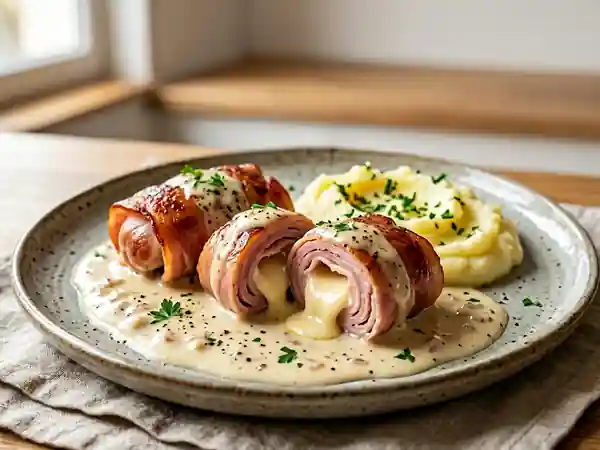 Paupiettes de jambon fondantes à la Vache qui rit : recette facile et gourmande - Photo de présentation