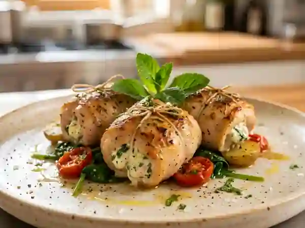 Paupiettes de Poulet au Fromage Frais et Menthe - Photo de présentation