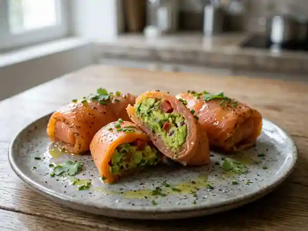 Paupiettes de saumon fumé et guacamole fondant - Photo de présentation