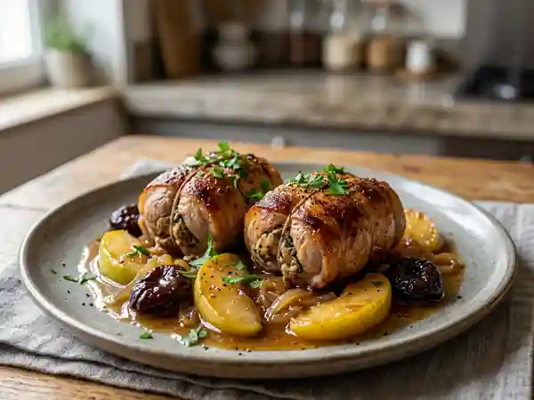Paupiettes de veau fondantes pommes pruneaux - Photo de présentation