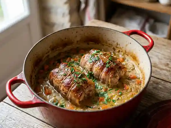 Paupiettes de veau fondantes en cocotte, recette traditionnelle - Photo de présentation