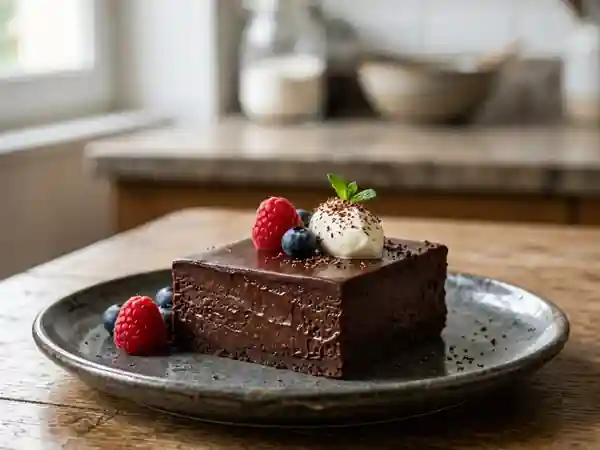 Pavé au chocolat noir fondant et soyeux - Photo de présentation