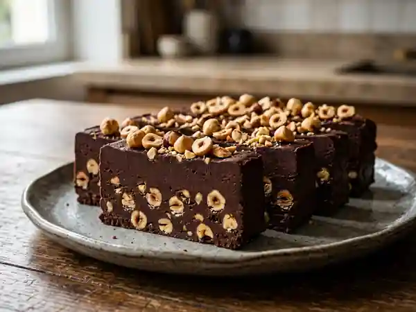 Pavé de Chocolat Noir aux Noisettes Grillées : Délice Fondant et Croquant - Photo de présentation