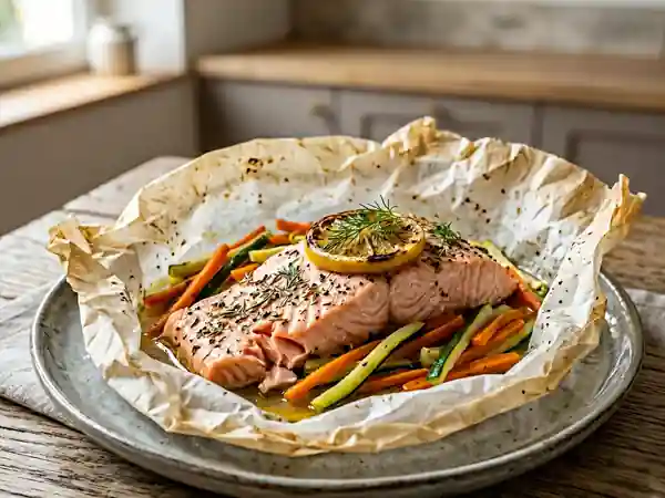 Saumon fondant en papillote citronnée - Photo de présentation