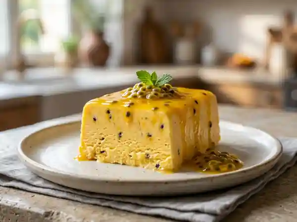 Pavé glacé passion au fondant acidulé - Photo de présentation