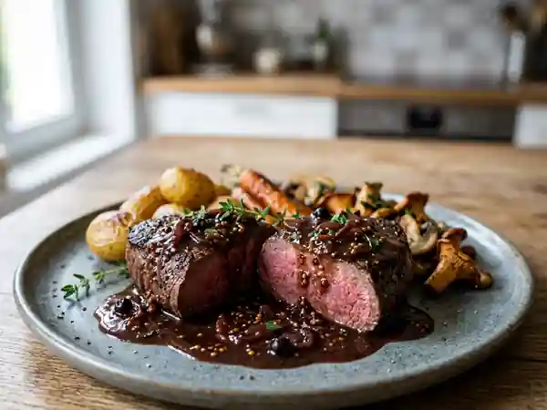 Pavés de biche fondants à la sauce grand veneur - Photo de présentation