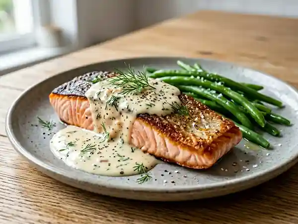 Pavés de saumon grillés sauce marie délicate - Photo de présentation