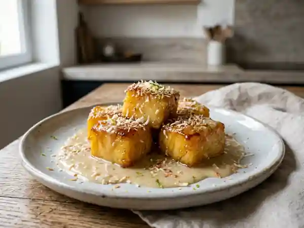 Pavés d'ananas fondants coco et citron vert - Photo de présentation