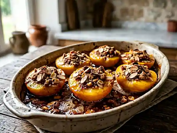 Pêches fondantes au four et Amaretti - Photo de présentation