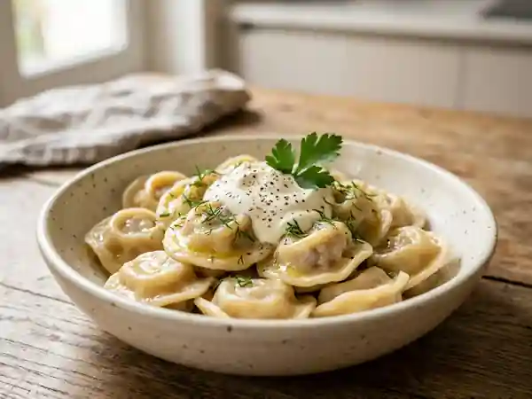 Pelmeni sibériens traditionnels : raviolis russes faits maison - Photo de présentation