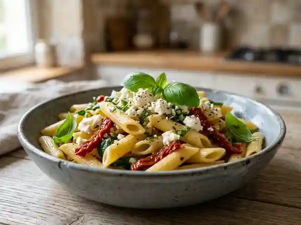 Penne à la feta et tomates séchées fondantes - Photo de présentation