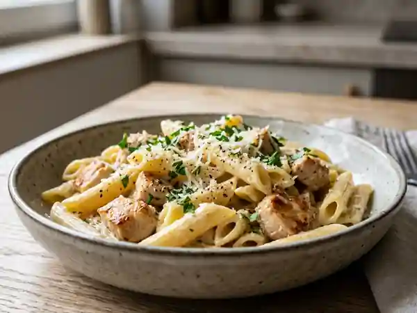 Penne au poulet crémeux et savoureux - Photo de présentation