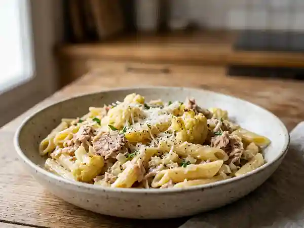 Penne crémeuses au thon et chou-fleur fondant - Photo de présentation
