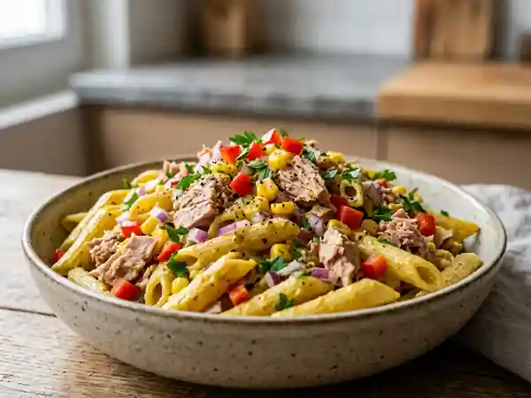 Penne crémeuses au thon et curry doux - Photo de présentation