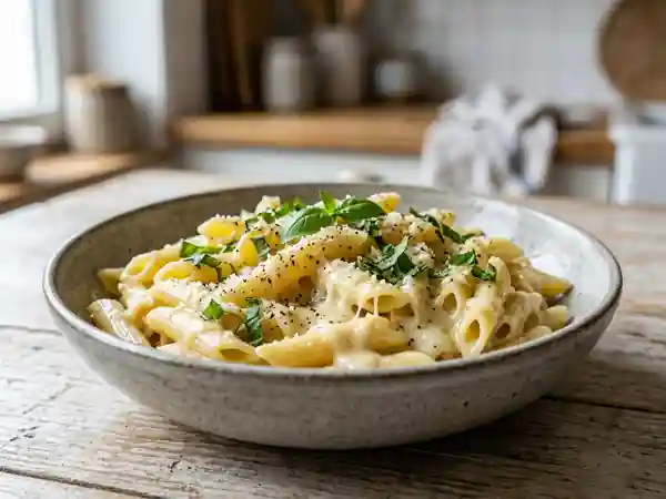 Penne ultra-crémeuses au trio de fromages - Photo de présentation