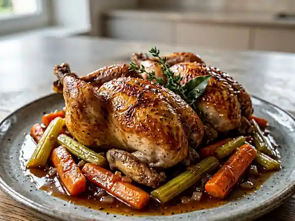 Perdreaux rôtis au verjus et légumes de saison - Photo de présentation