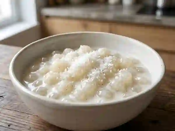 Perles de coco fondantes au lait - Photo de présentation