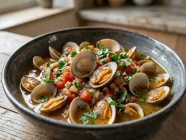Petit ragoût savoureux de coques à la provençale - Photo de présentation