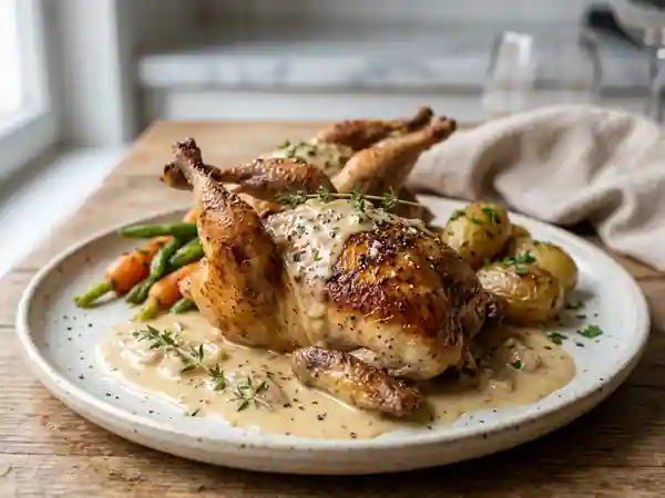 Petites cailles à la crème onctueuse : recette gourmande et facile - Photo de présentation
