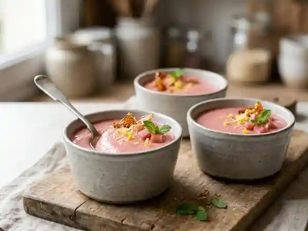 Petites crèmes onctueuses à la rhubarbe maison - Photo de présentation