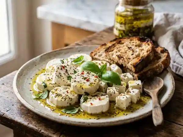 Petits chèvres marinés savoureux pour apéritif - Photo de présentation