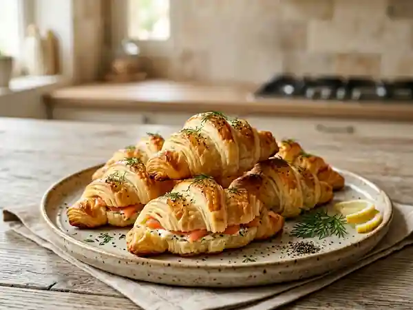 Petits croissants au saumon fumé : toasts apéritifs gourmands et faciles - Photo de présentation