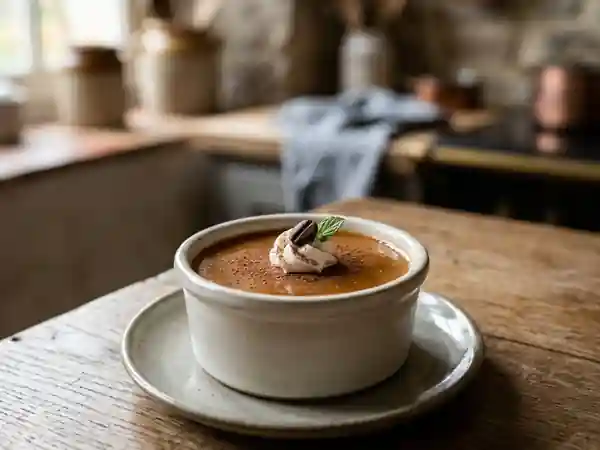 Petits flans fondants au café noir - Photo de présentation