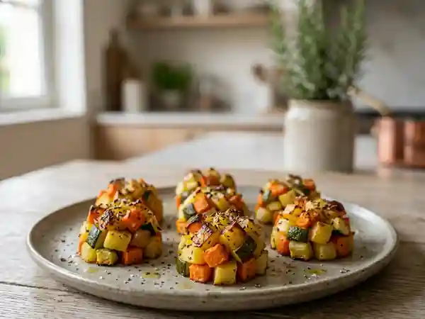 Monts de légumes rôtis au four et ail frais - Photo de présentation