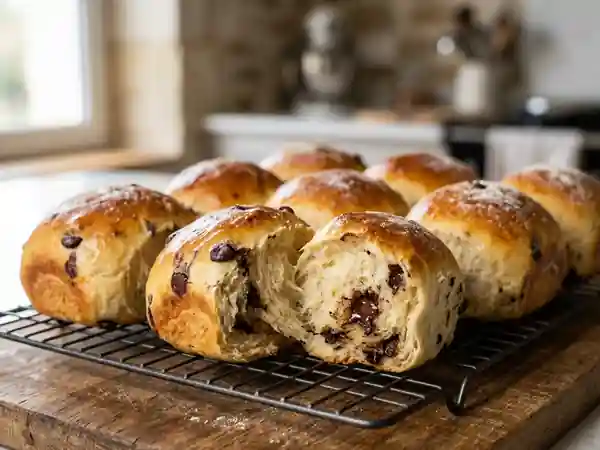 Petits pains au lait moelleux et chocolatés - Photo de présentation