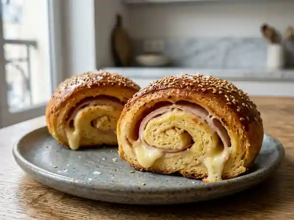 Petits pains briochés jambon et brie coulant - Photo de présentation