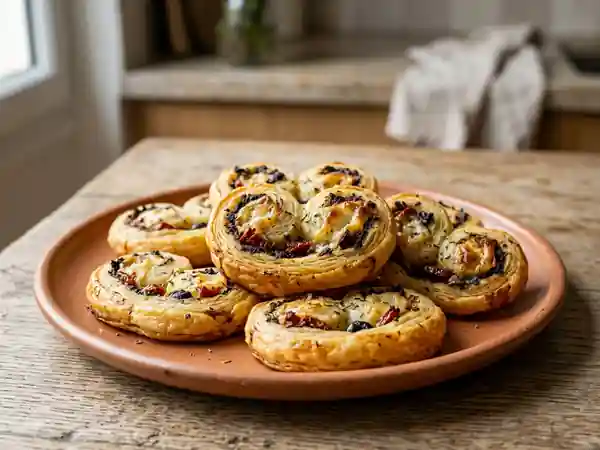 Palmiers croustillants tapenade et chèvre frais - Photo de présentation
