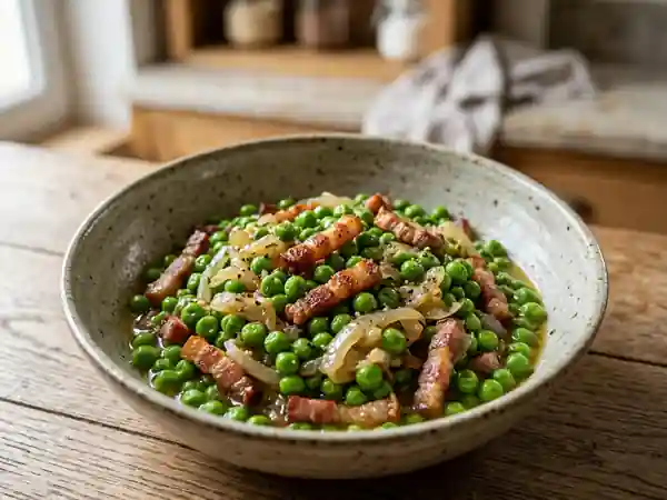 Petits pois fondants aux lardons fumés - Photo de présentation
