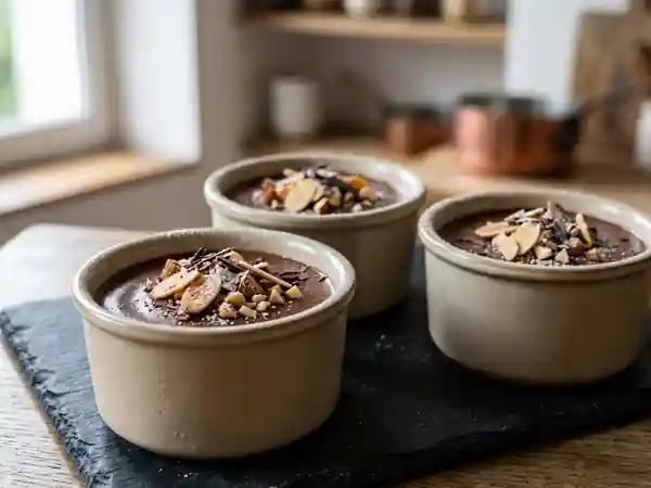 Petits pots de crème au chocolat et amandes : dessert gourmand et facile - Photo de présentation