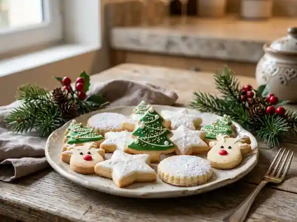 Sablés de Noël vanillés au glaçage festif - Photo de présentation