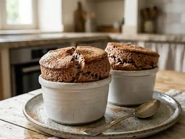 Petits soufflés au chocolat et cannelle : dessert léger et gourmand - Photo de présentation