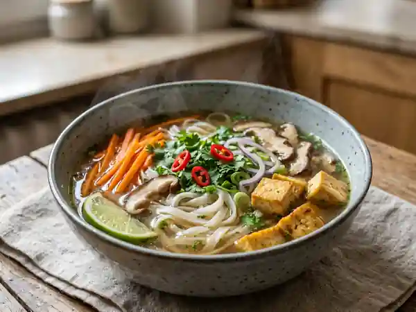 Pho végétal aux shiitakés et bouillon anisé - Photo de présentation