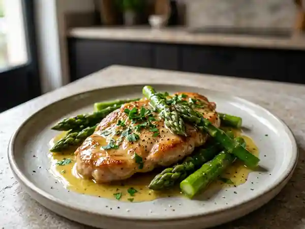 Piccata de veau aux asperges vertes : recette savoureuse et facile - Photo de présentation