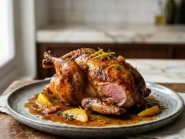 Pigeonneaux fondants au cognac et à l'orange - Photo de présentation