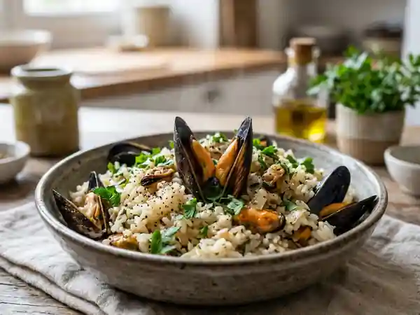 Pilaf aux moules fondant et iodé - Photo de présentation