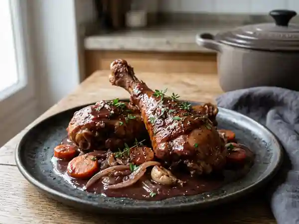 Pilons de dinde fondants au vin rouge - Photo de présentation