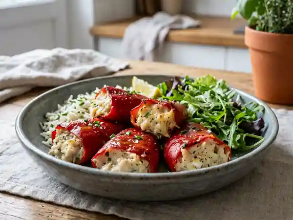 Piquillos farcis au merlu et crème onctueuse - Photo de présentation
