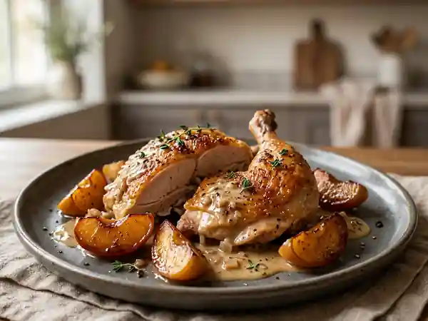 Pintade Rôtie, Pommes Fondantes au Calvados - Photo de présentation