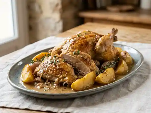 Pintade au cidre et pommes fondantes - Photo de présentation