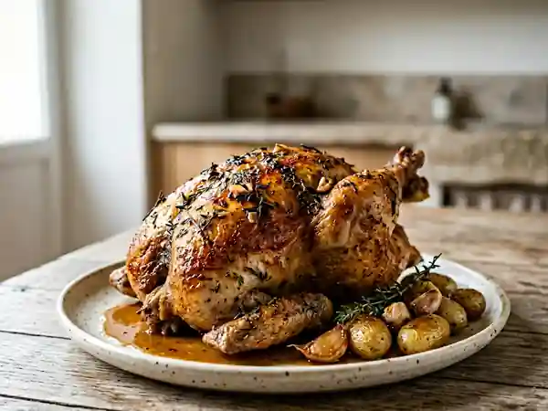 Pintadeau Rôti au Thym et Jus au Vin Blanc - Photo de présentation