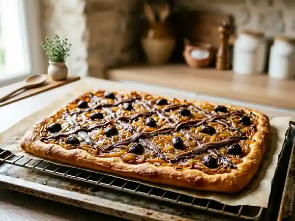 Pissaladière aux oignons fondants et anchois - Photo de présentation
