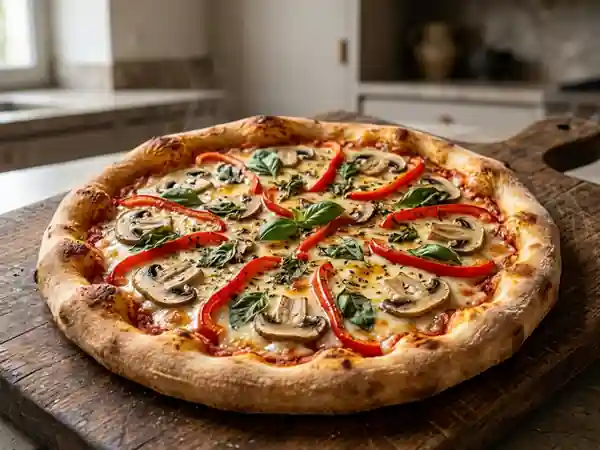 Pizza légère croustillante aux légumes - Photo de présentation
