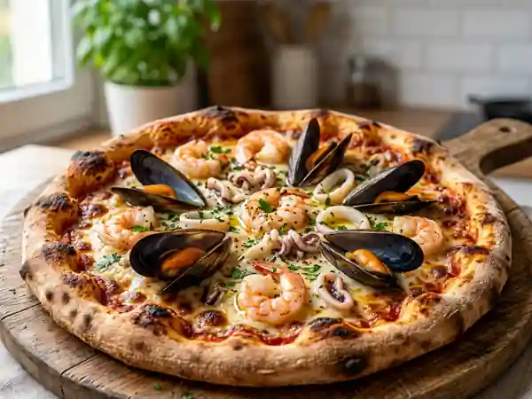 Pizza Marinara aux Fruits de Mer et Ail Frais - Photo de présentation