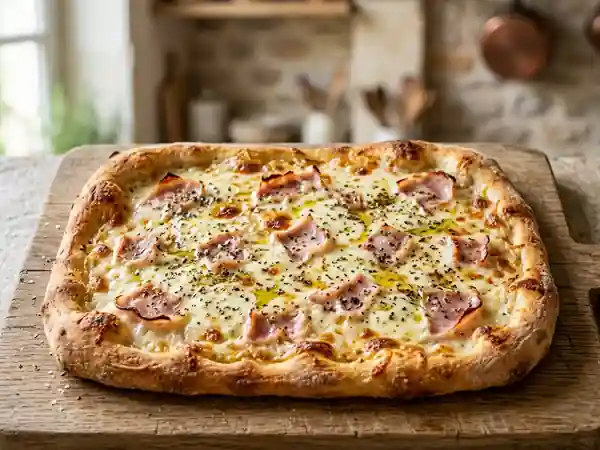 Pizza Carré Frais et Jambon Maison : Recette Facile et Gourmande - Photo de présentation