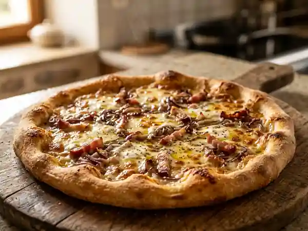 Pizza Franc-Comtoise Crémeuse et Gratinée - Photo de présentation
